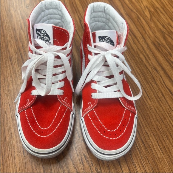 Vans High Tops Kids Red and White High-Top Sneakers 1.5 Suede and Canvas - Picture 8 of 8